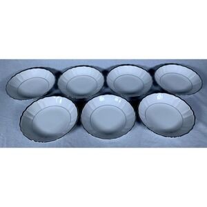 Set (7) Harmony House China Silver Sonata 3639 Soup / Salad Bowls 7-1/2" Japan